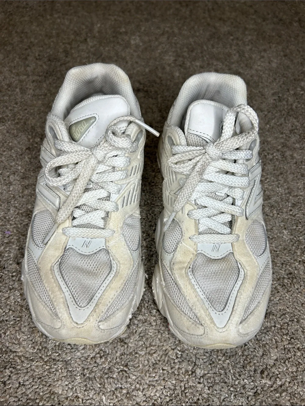 New Balance Kids 9060 Cream/White Chunky Lace-Up Sneakers